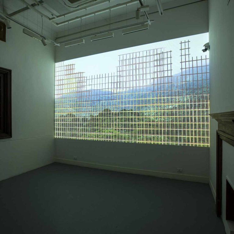 Display of video 'Silently' at the venue, To view the video visit the Video page - https://poojairanna.com/works/video/