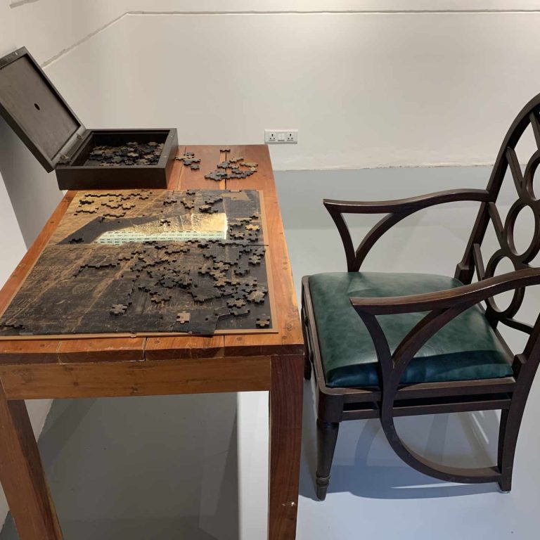 INTRUDER Puzzle (another view), 11 x 15 x 3.5 in, Puzzle of 500 pieces in wooden box, 2020