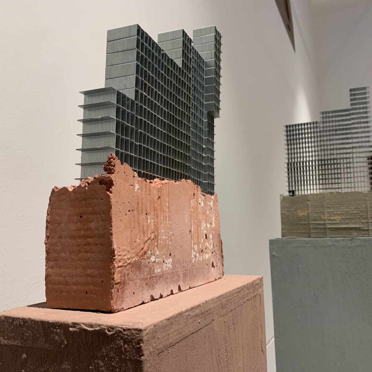 Pervasive Mushrooming 4, H 13 x L 9 x W 2 inch, Cement, colour, staple pins