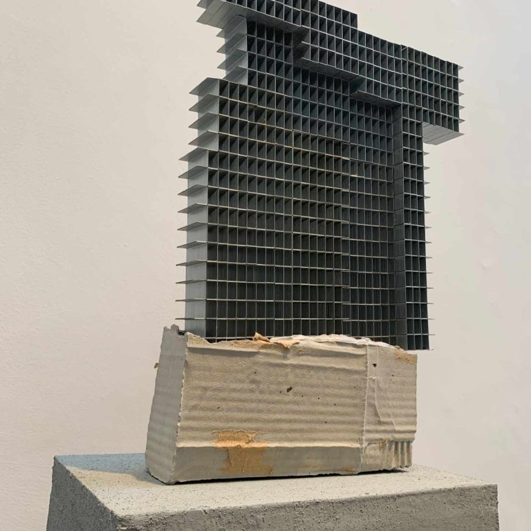 Pervasive Mushrooming 6, H 15 x L 10.5 x W 2 inch, Cement, staple pins