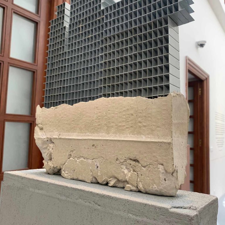 Pervasive Mushrooming 8, H 15 x L 10.5 x W 2 inch, Cement, staple pins