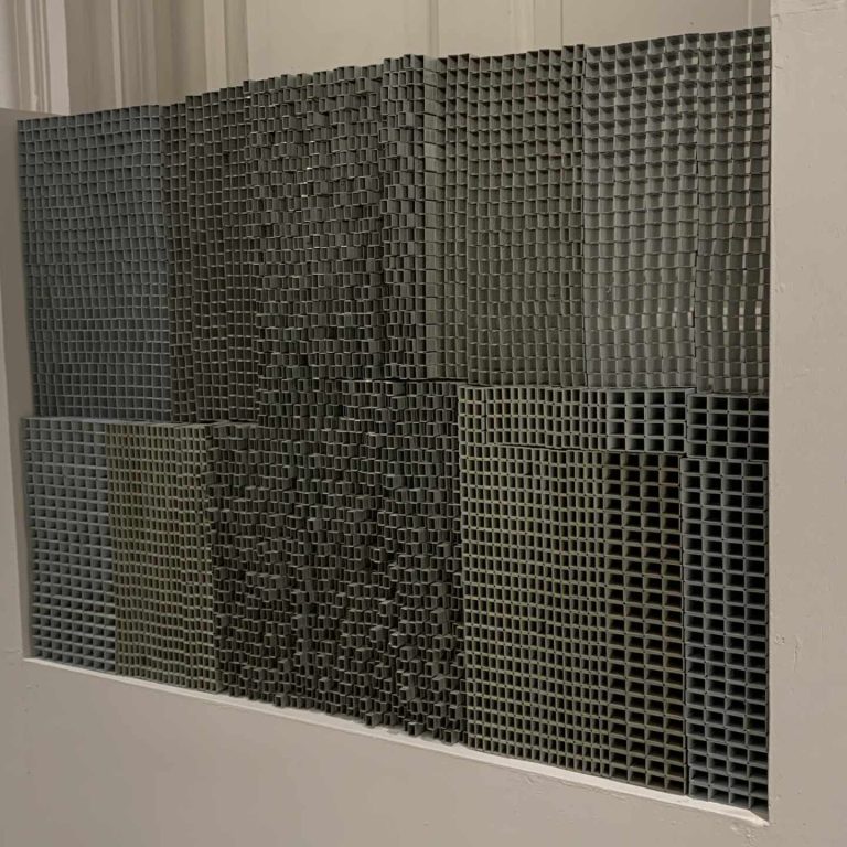 Squeezed, H 36 x L 29 X W 3 in, STAPLE PINS, 2016-2019